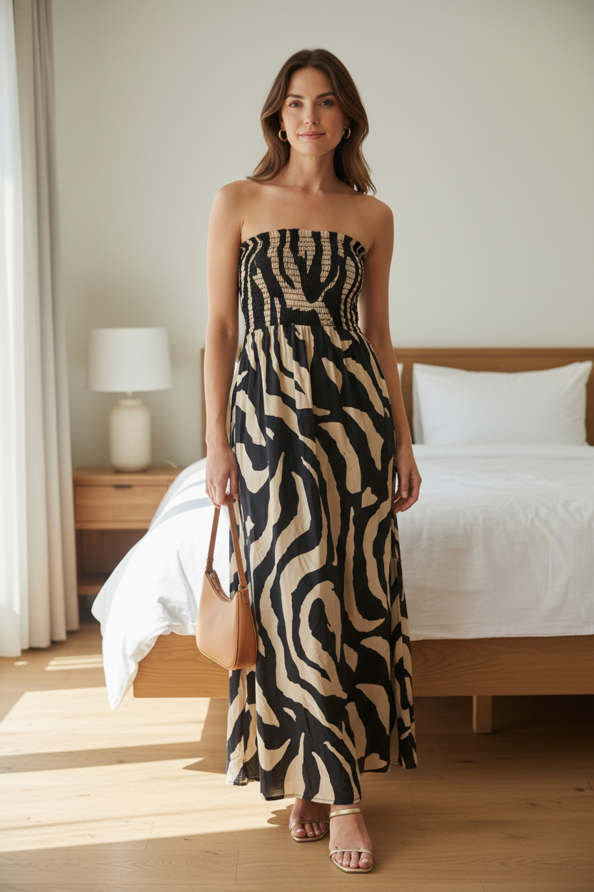 VESTIDO STRAPLESS PRINTS