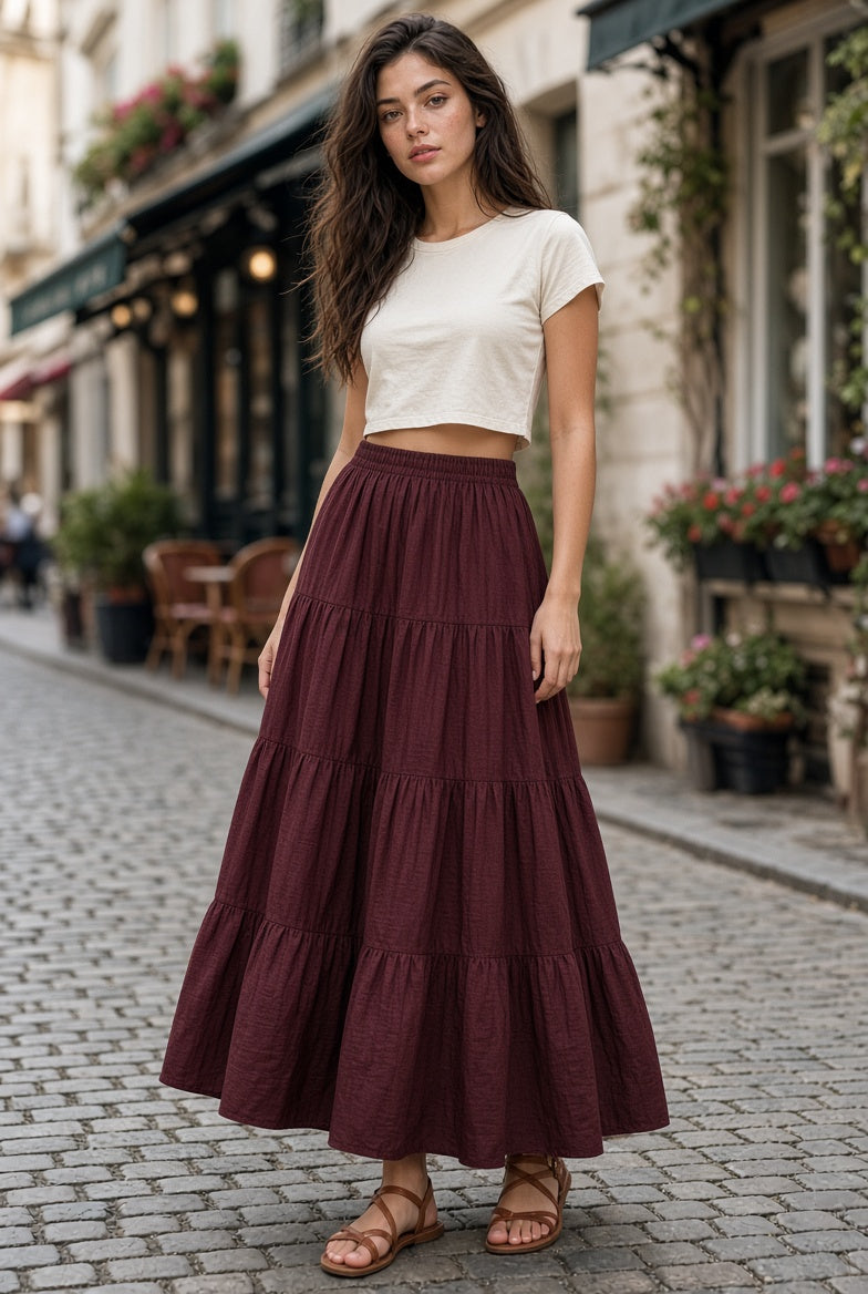 FALDA 3 PLIEGUES LINO