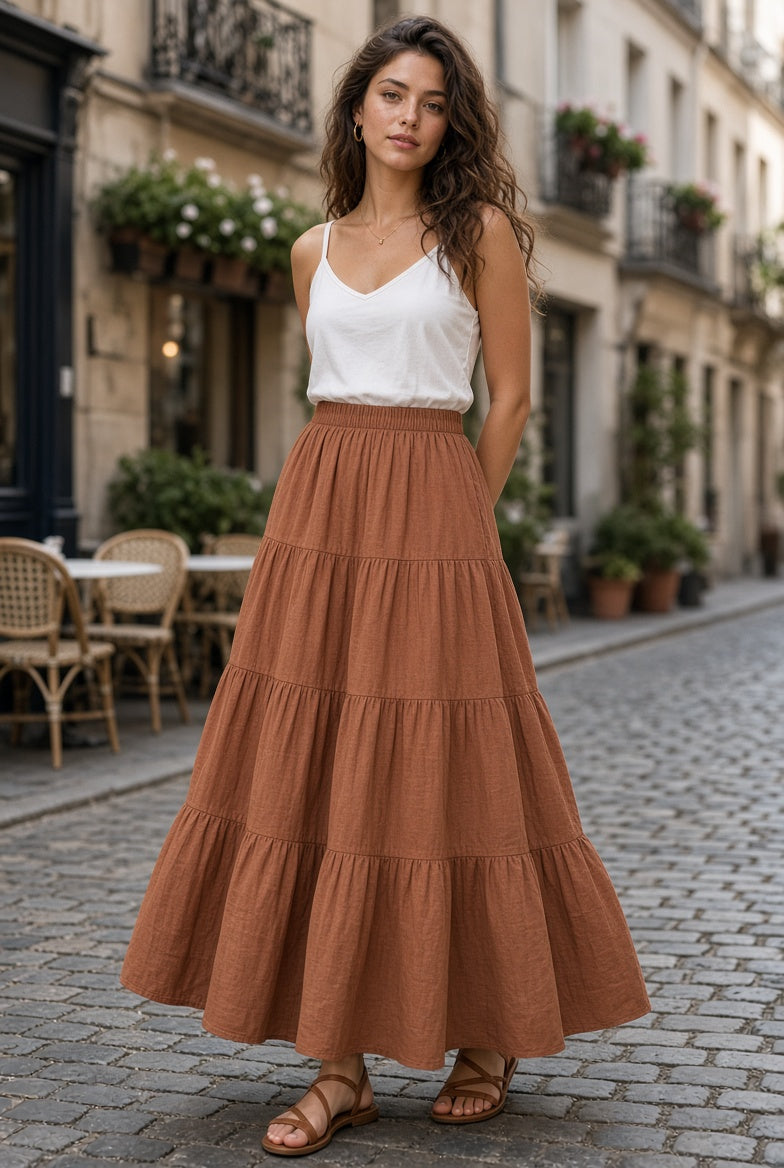 FALDA 3 PLIEGUES LINO