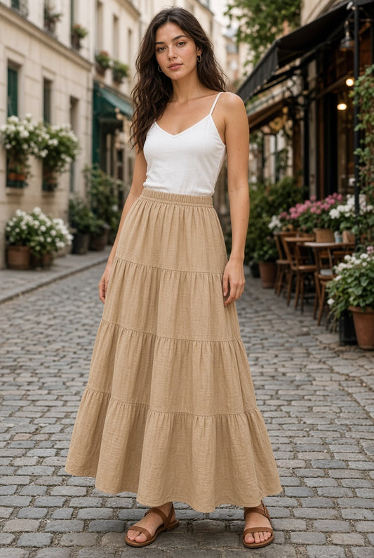FALDA 3 PLIEGUES LINO