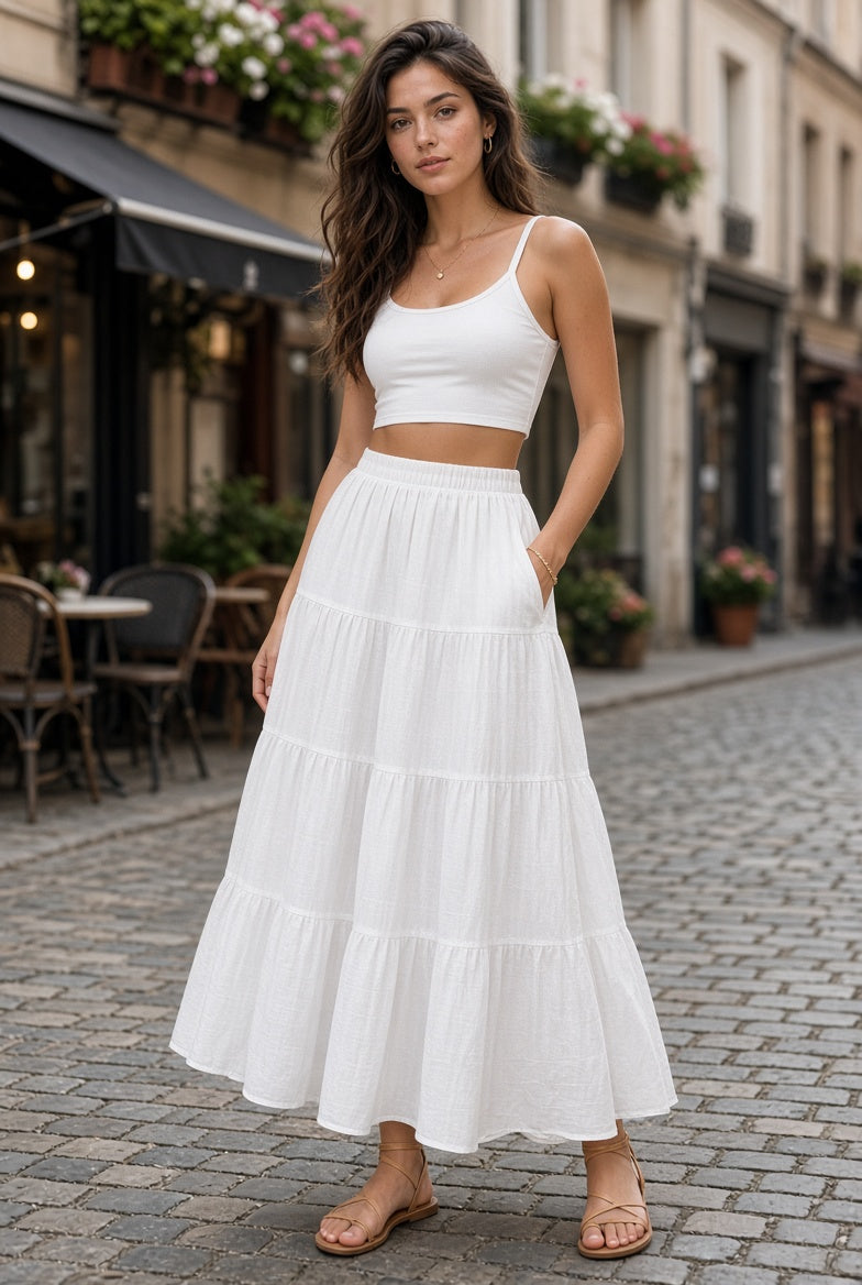 FALDA 3 PLIEGUES LINO